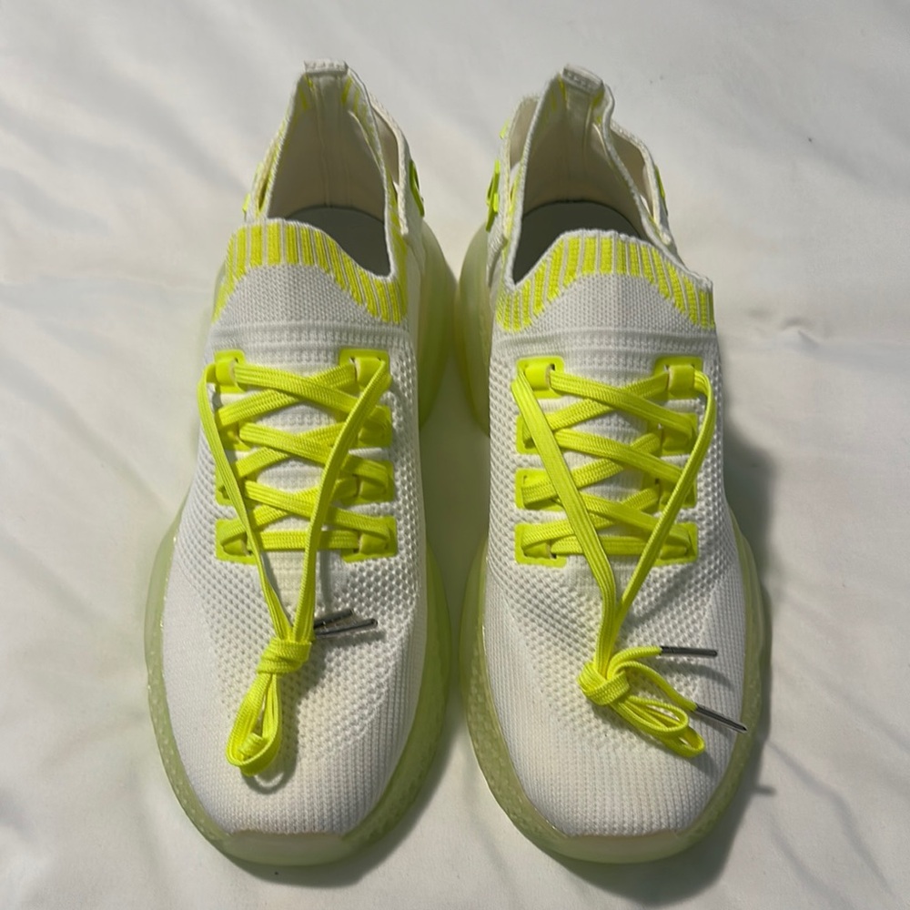 Phillip Plein White and Neon Yellow Sneakers